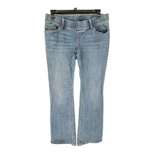 Old Navy Maternity Womens Jeans Boot Cut 8 Blue Woven Waistband Stretch Waist